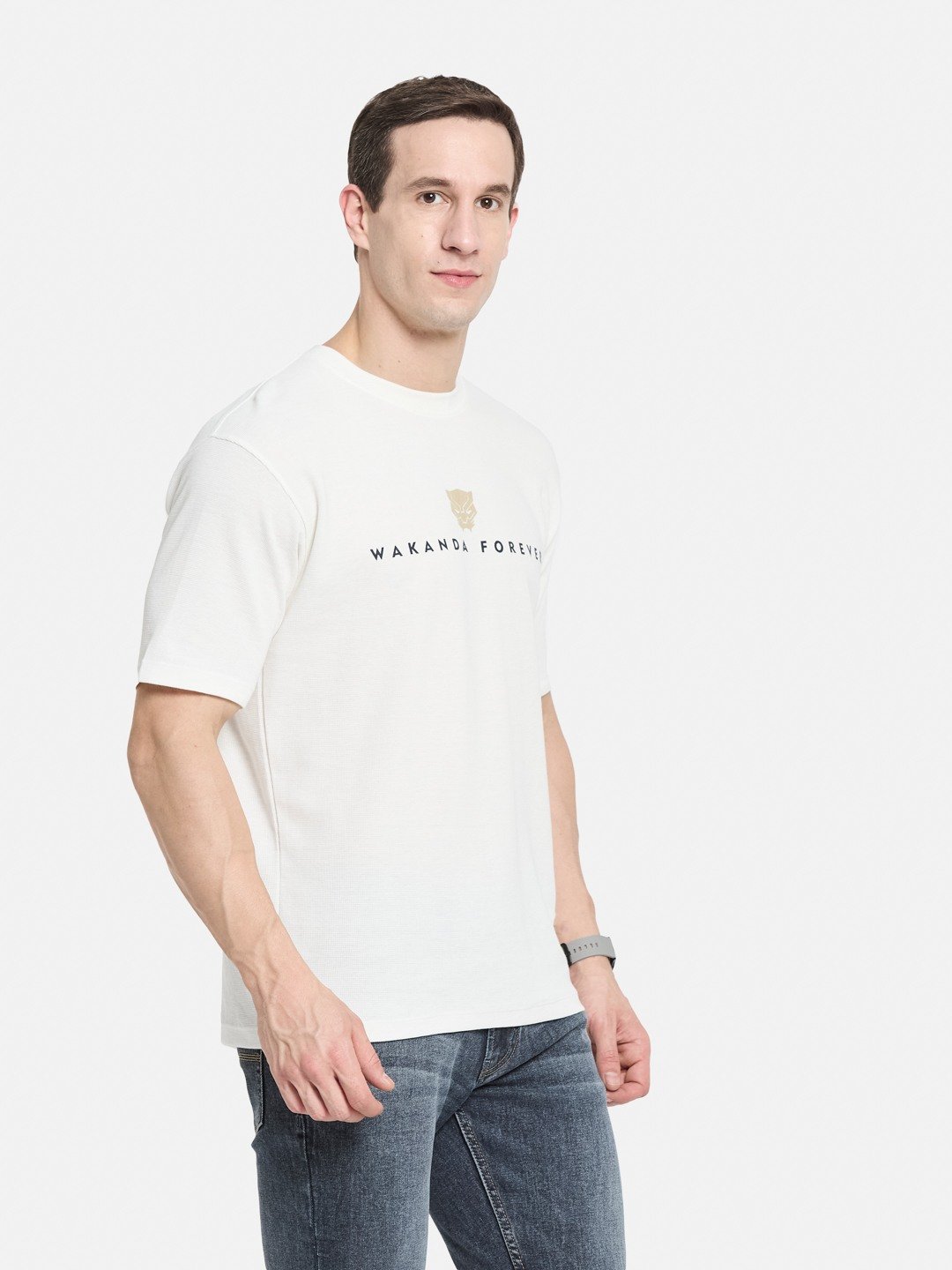 DISNEY OVERSIZED BACK PRINT ROUND NECK WAFFLE KNIT  T-SHIRT