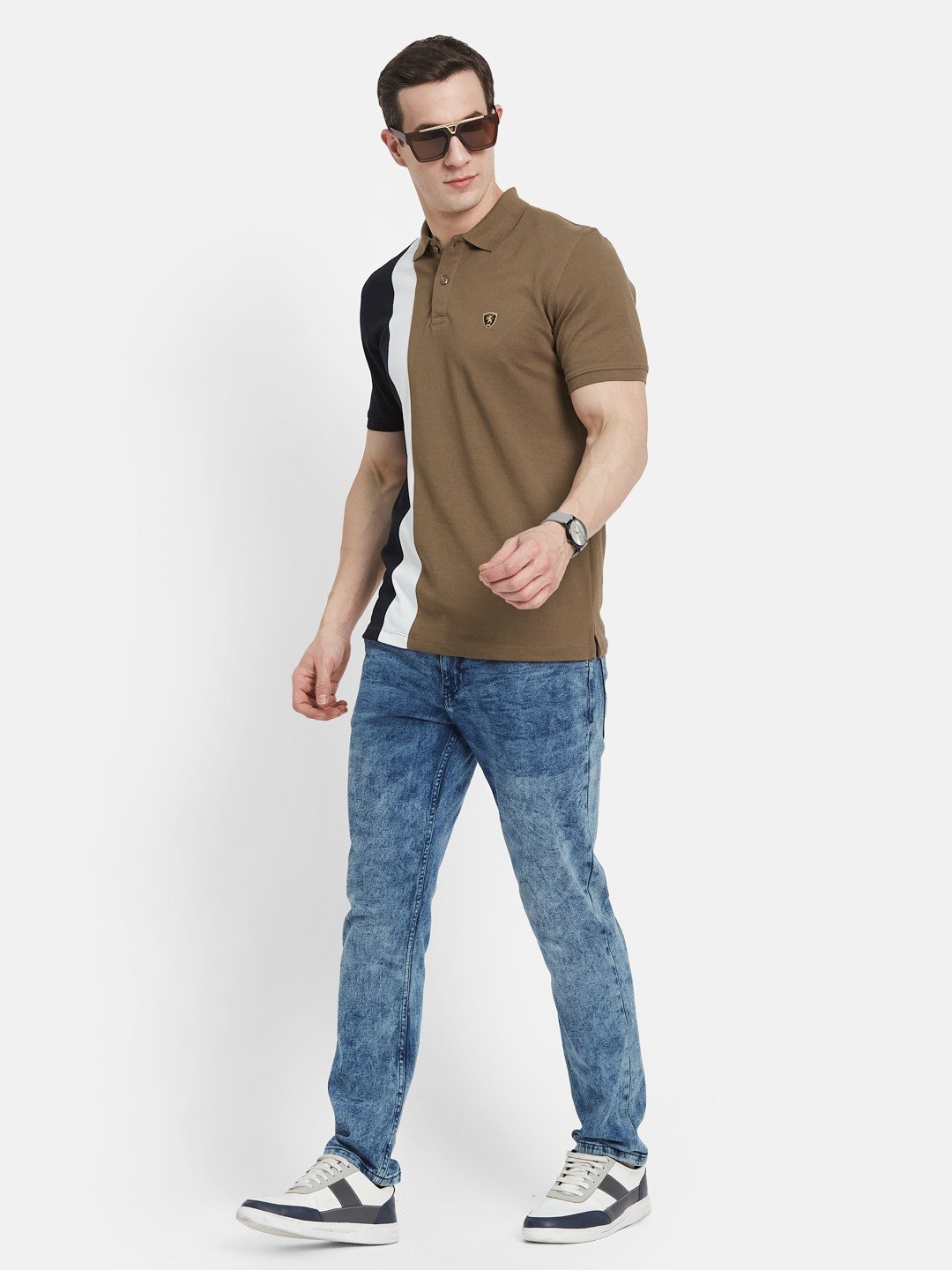 CUT N SEW POLO NECK PIQUE  T-SHIRT