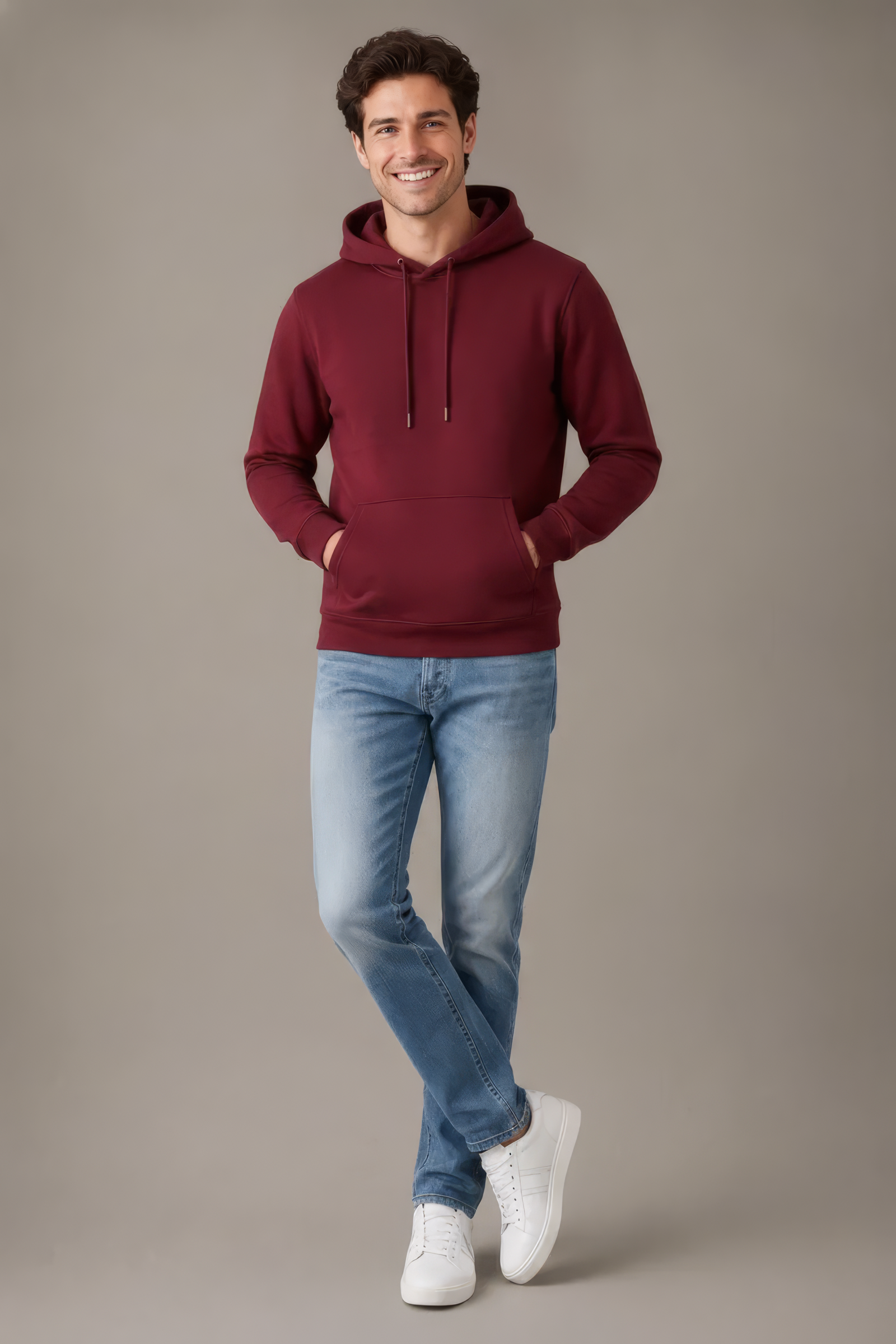 Men’s Merlot Melange Hooded Sweatshirt – Premium Blended German Velvet