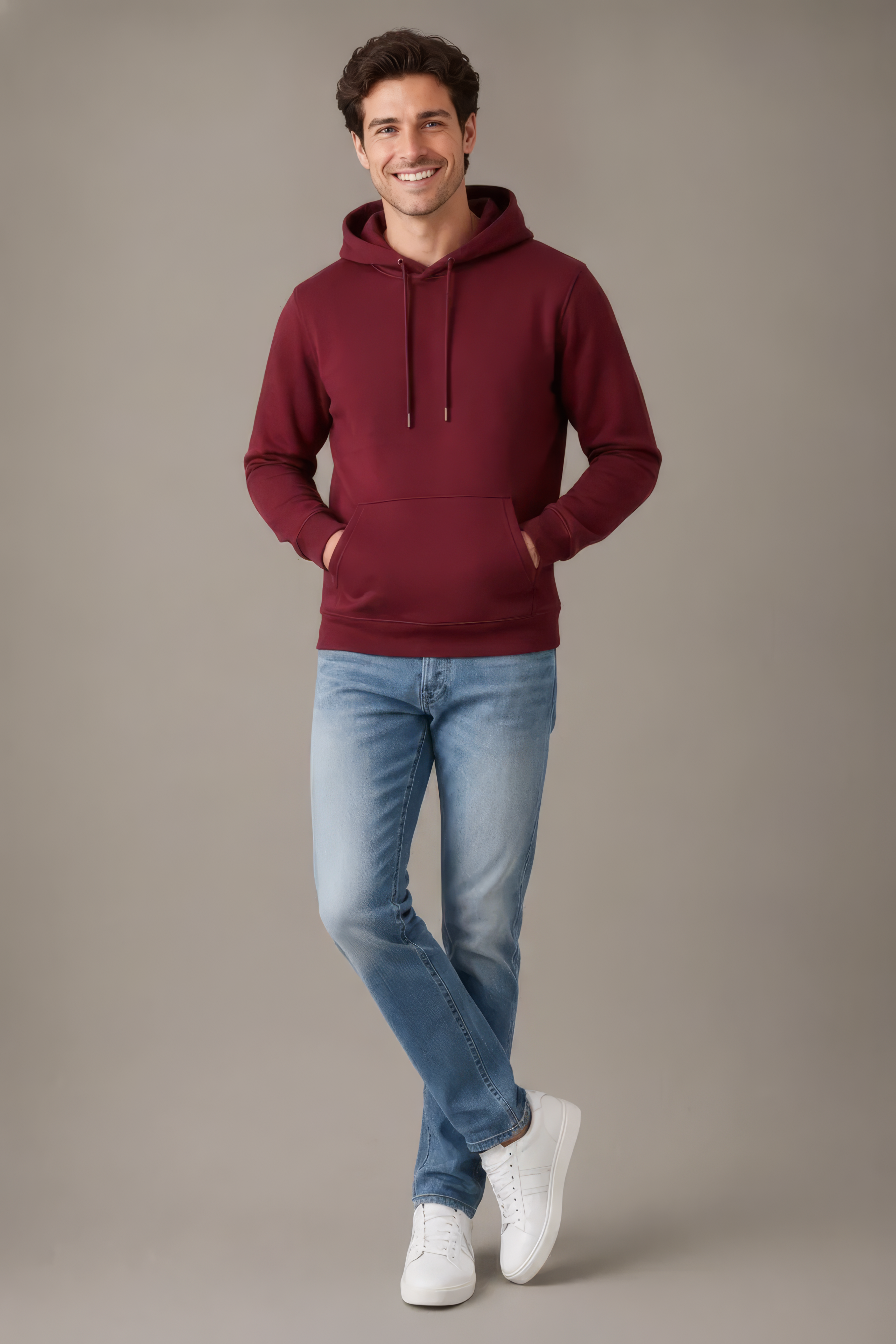 Men’s Merlot Melange Hooded Sweatshirt – Premium Blended German Velvet