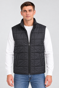 Men’s Black Lightweight Reversible Woven Puffer Gilet – Regular Fit Sleeveless Jacket