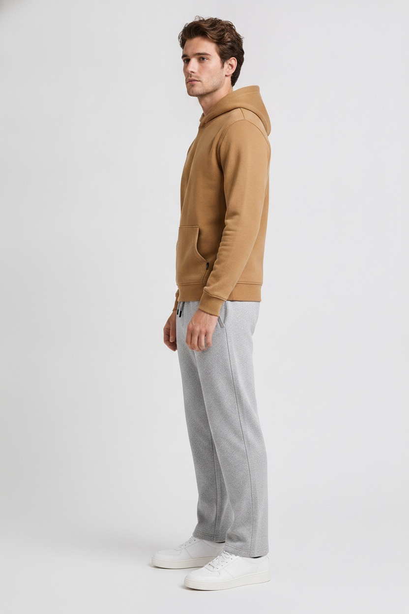 Men’s Grey Melange Premium German Velvet  Lower with Drawstring