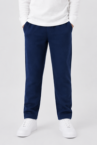Junior-boys-Navy-melange-german-velvet-knitted-lower-regular-fit-drawstring-track-pants