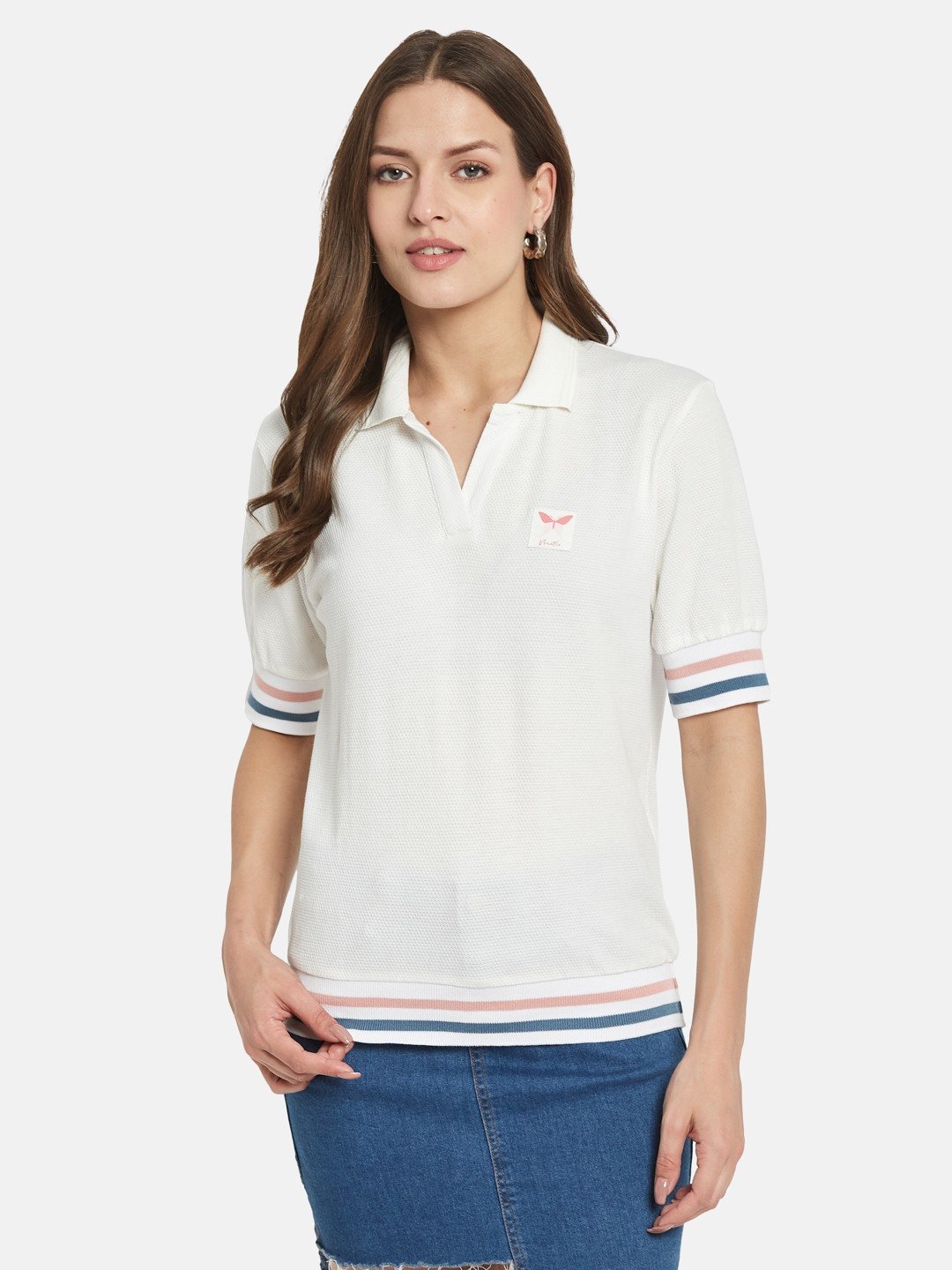 METTLE Women Polo Collar T-shirt