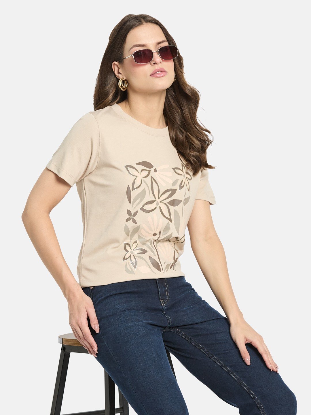 METTLE Women Floral Printed T-shirt