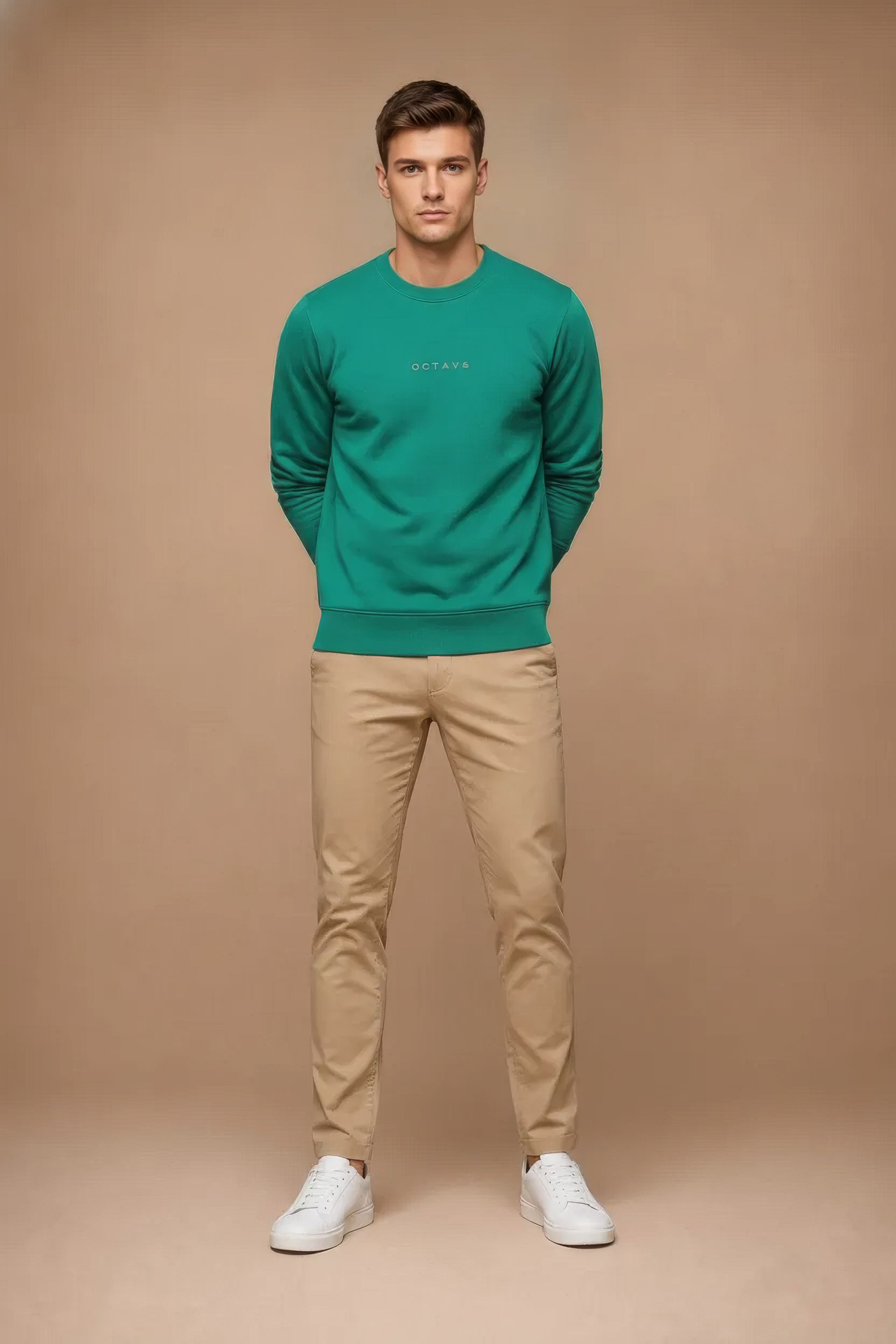 Men’s Premium Green Crew Neck Cotton Fleece Sweatshirt