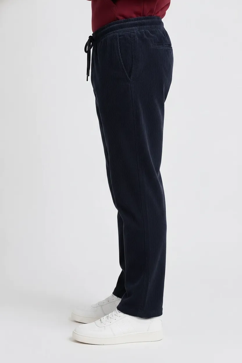 Men’s Black Seersucker Lower with Drawstring