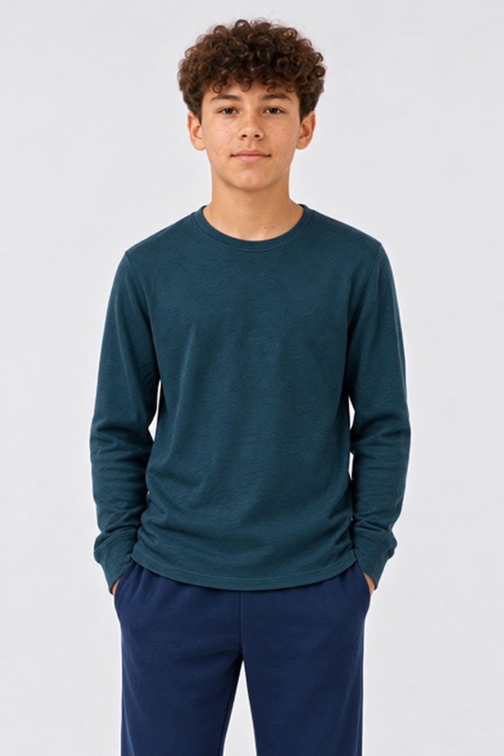 Junior Boys Pacific Seersucker Full Sleeve Pre-Winter T-Shirt – Regular Fit Round Neck
