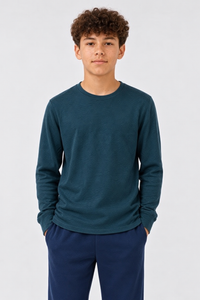 Junior Boys Pacific Seersucker Full Sleeve Pre-Winter T-Shirt – Regular Fit Round Neck