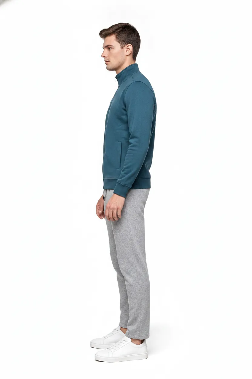 Men’s Grey Melange Cotton Fleece Lower with Drawstring