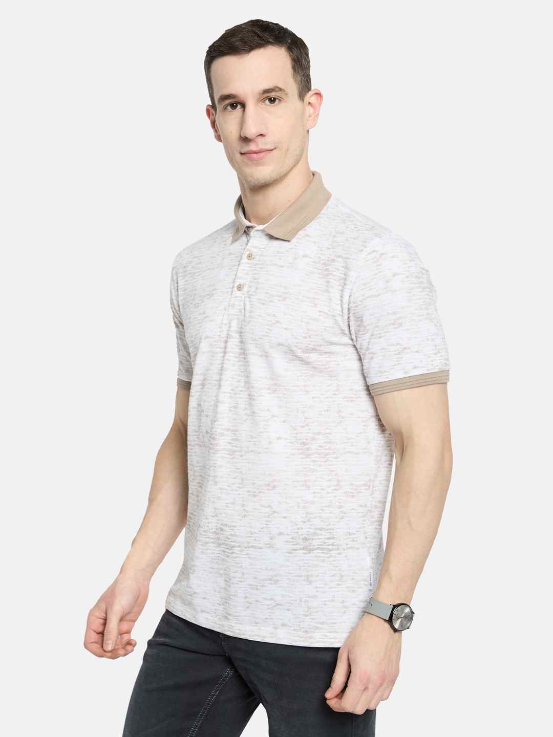 Octave Men Floral Printed Polo Collar T-shirt
