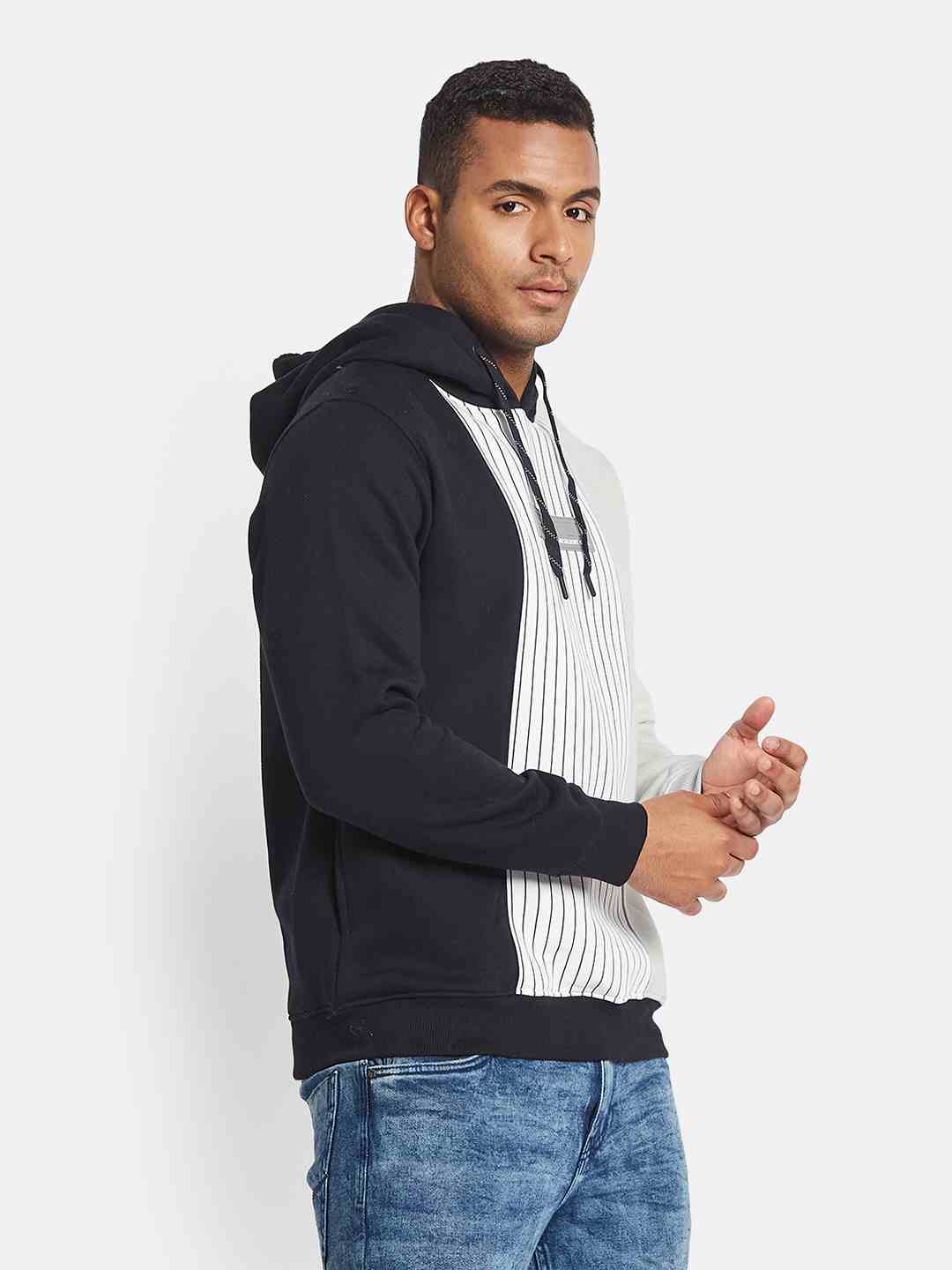 Octave AW24 Men Colourblocked Long Sleeves Hooded Sweatshirt