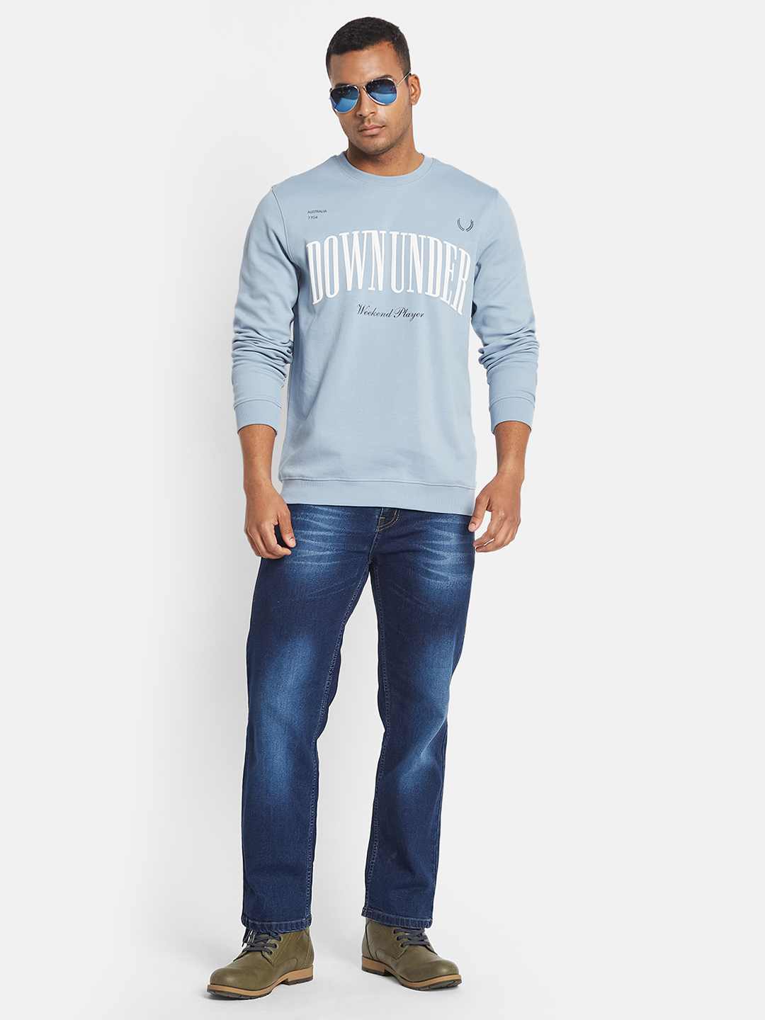 METTLE Men Printed Cotton Sweatshirt