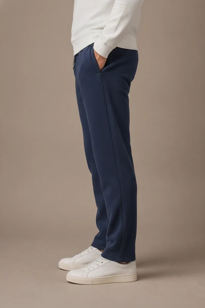 Men’s Dark Navy Brushed Cotton Fleece Lower with Drawstring