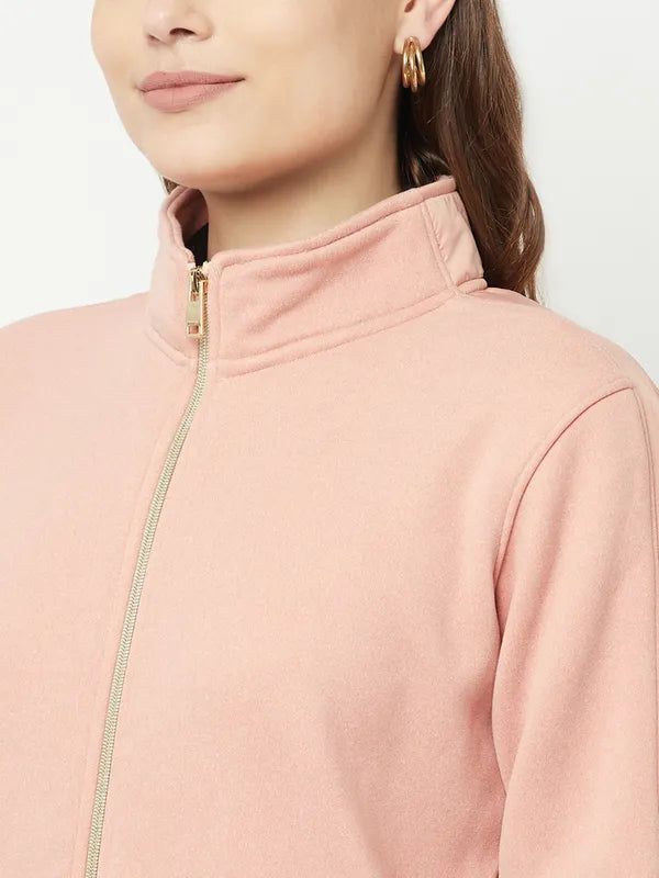 Women Suede Pink Sweatshirts