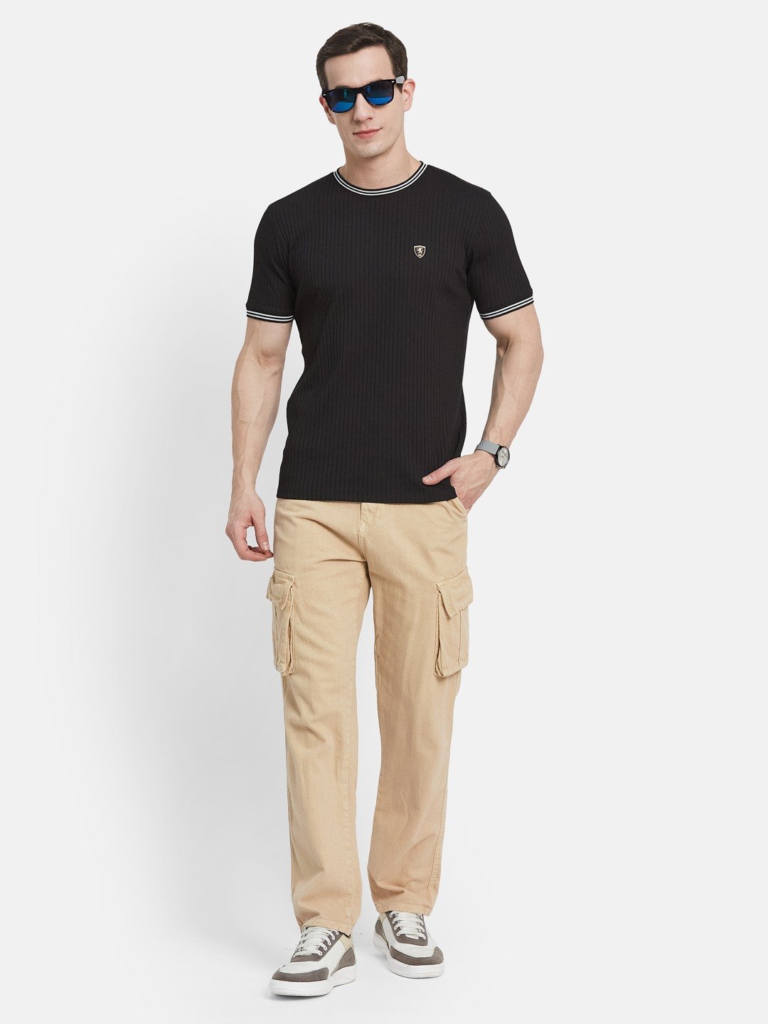 STRUCTURE ROUND NECK RIB STRUCTURE T-SHIRT