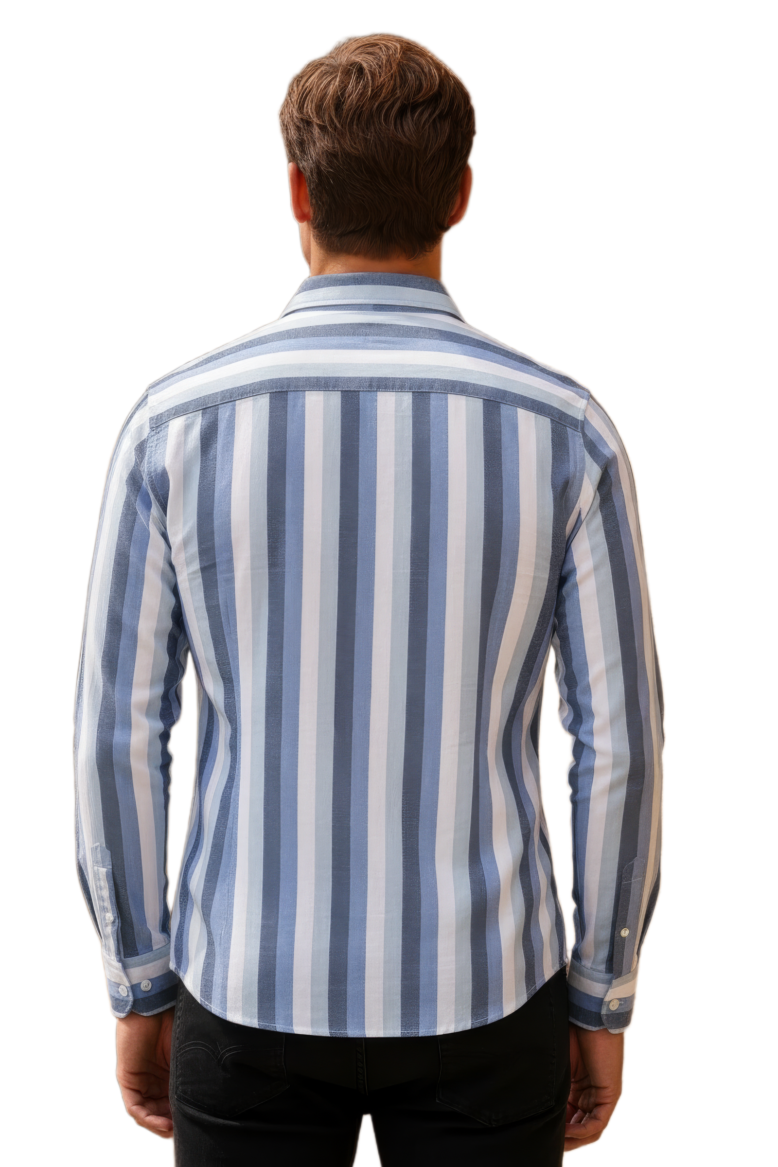 Men’s Sky Blue Striped Twill Cotton Shirt