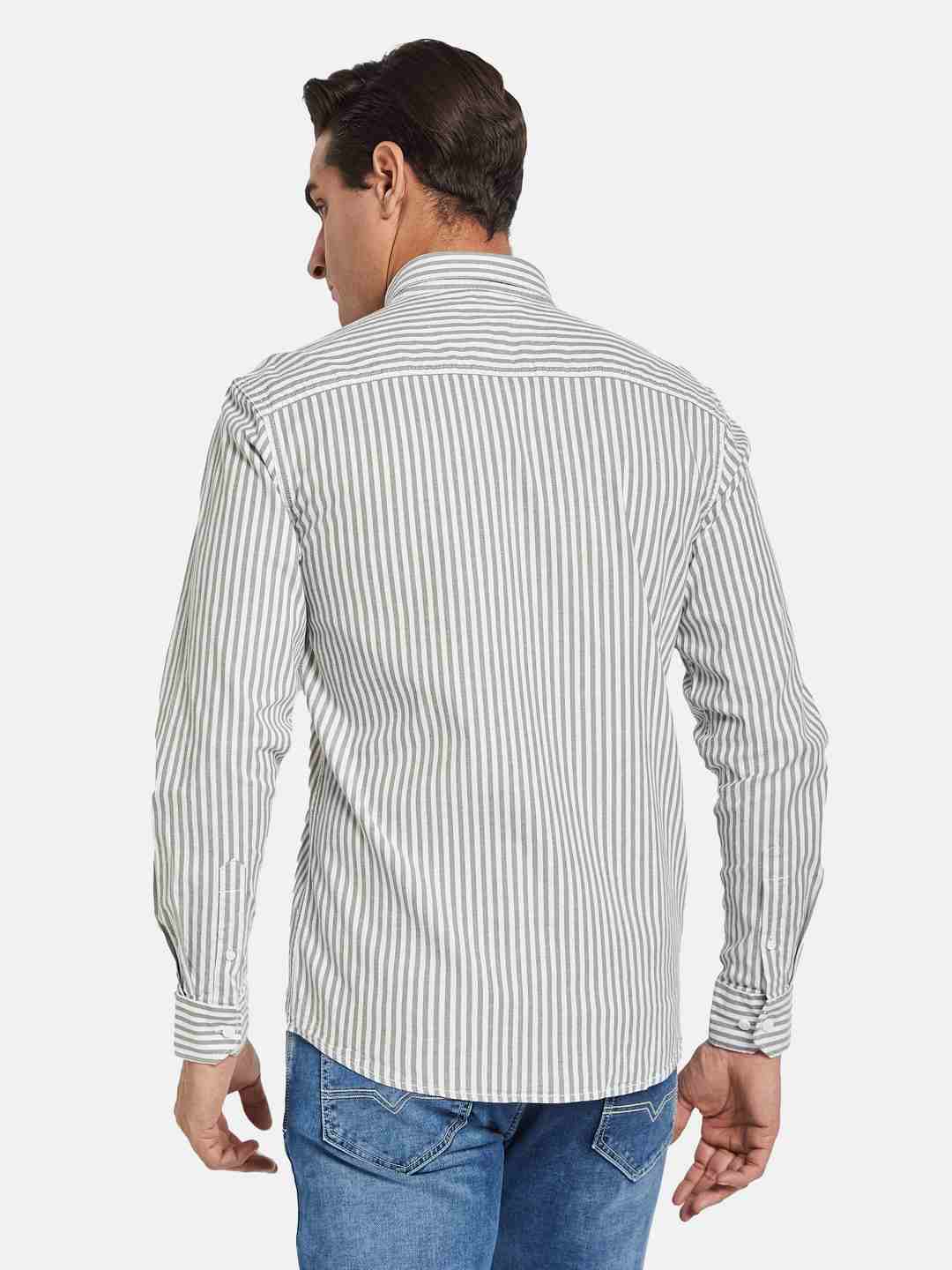 METTLE Men Multi Stripes Opaque Striped Casual Shirt