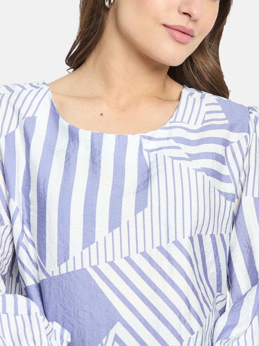 METTLE Women Light Teal Printed Cotton Top