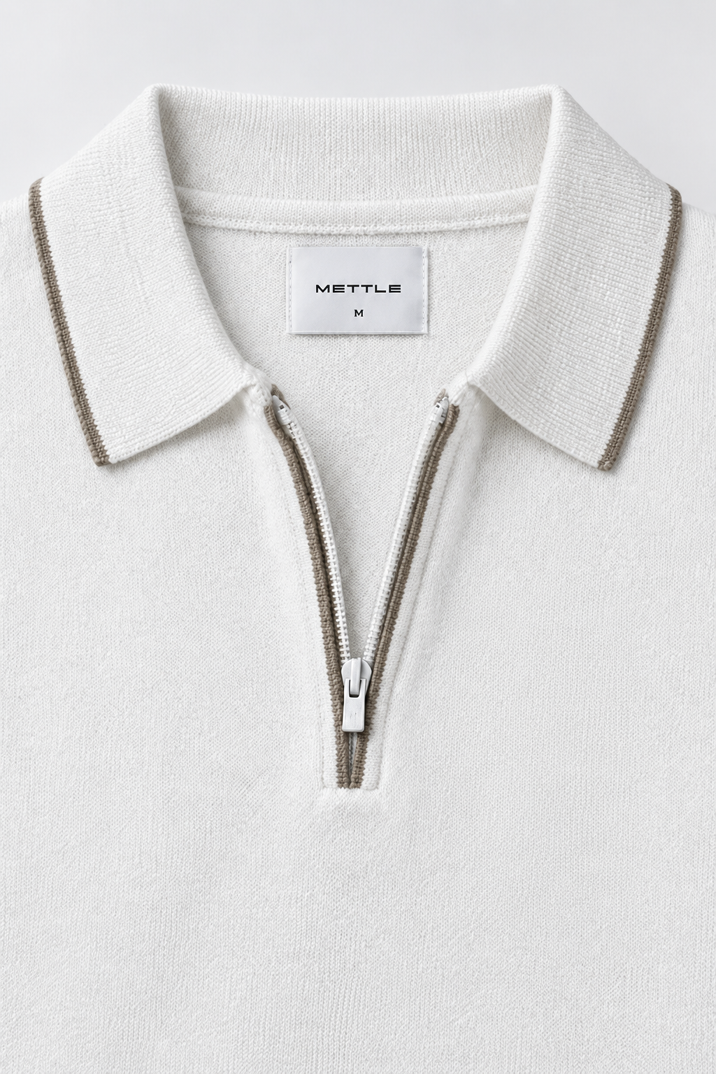 Men’s Regular Fit Knitted Quarter-Zip Sweater – Off White