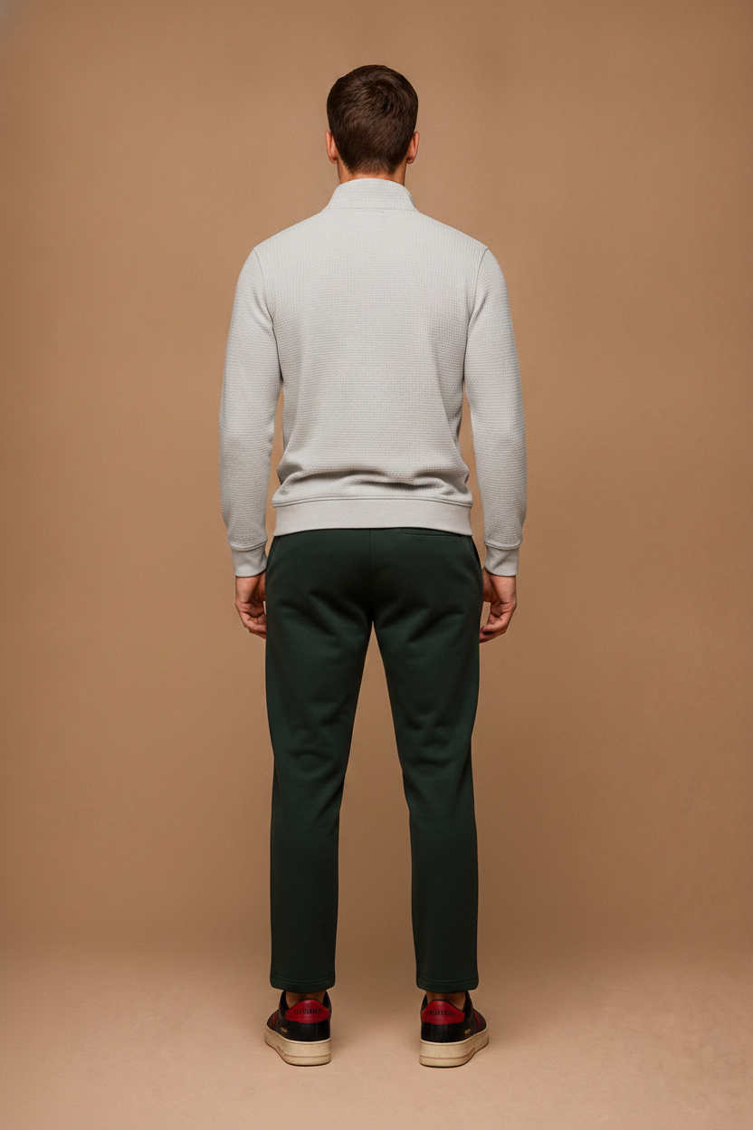 Men’s Dark Olive Brushed Cotton Fleece Lower with Drawstring