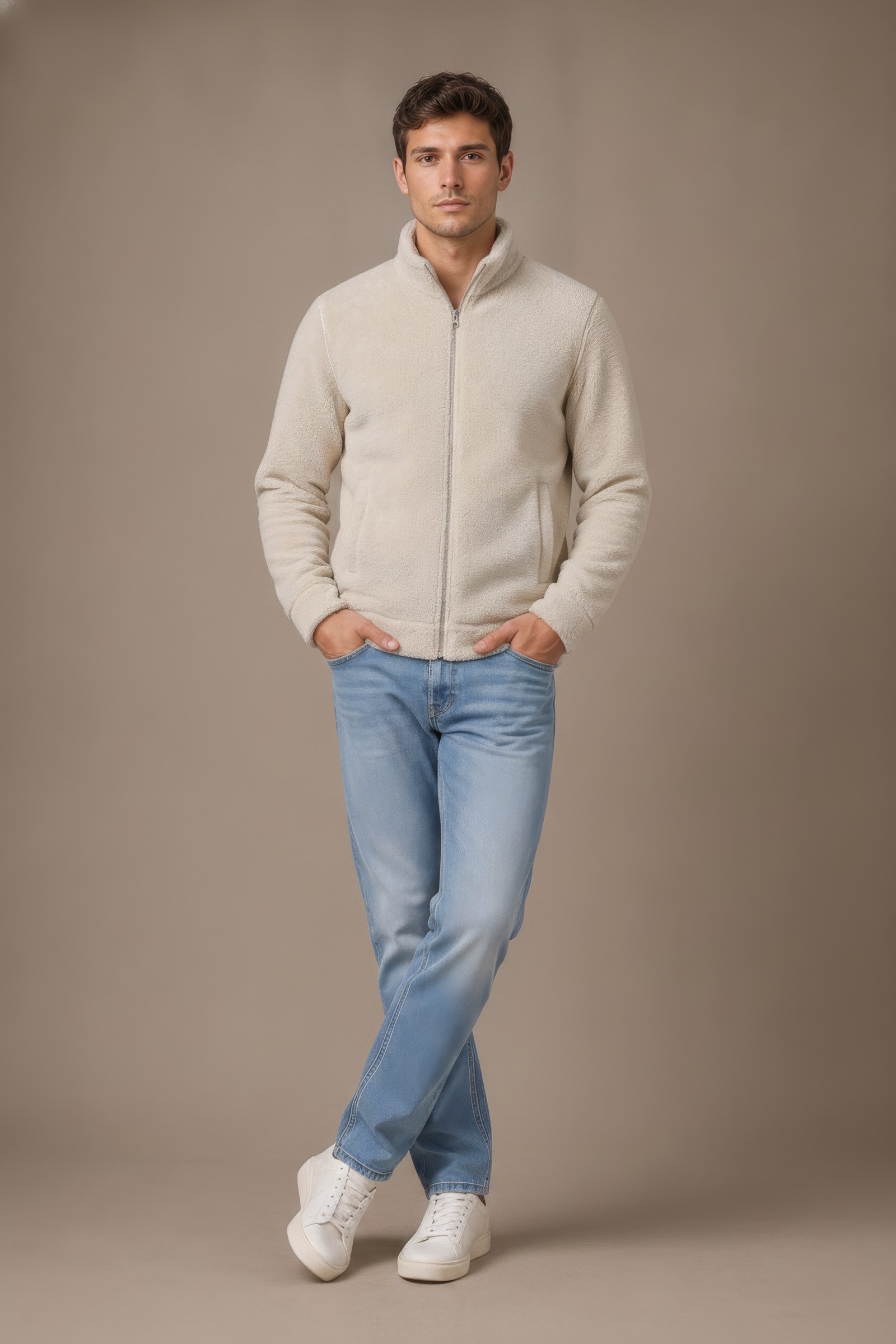 Arona Men’s Double-Sided  Coral Fur Sweatshirt |
