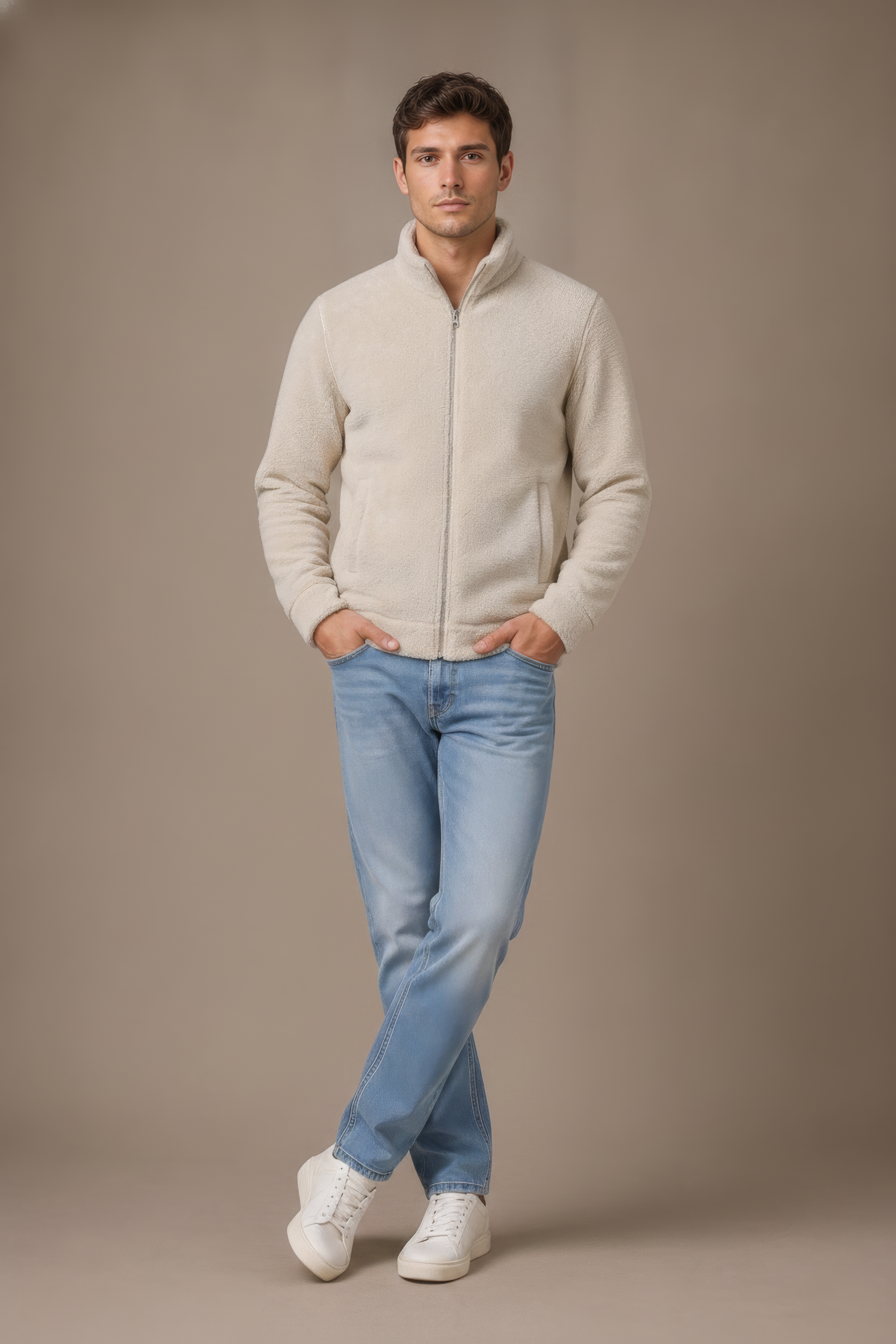 Arona Men’s Double-Sided  Coral Fur Sweatshirt |