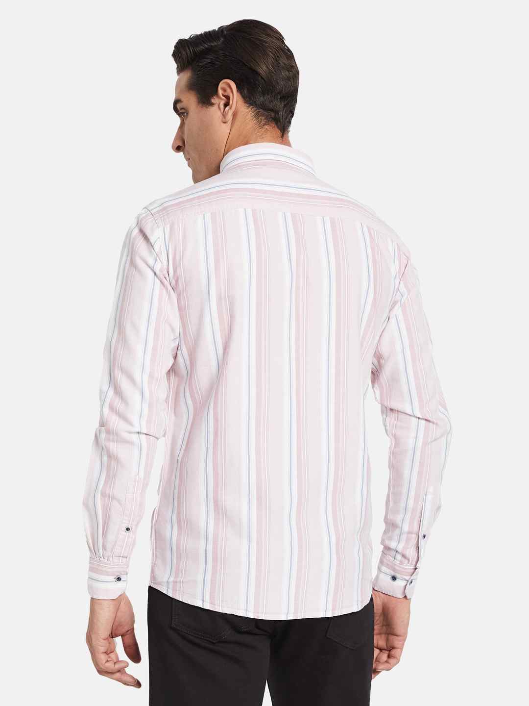 METTLE Men Multi Stripes Opaque Striped Casual Shirt