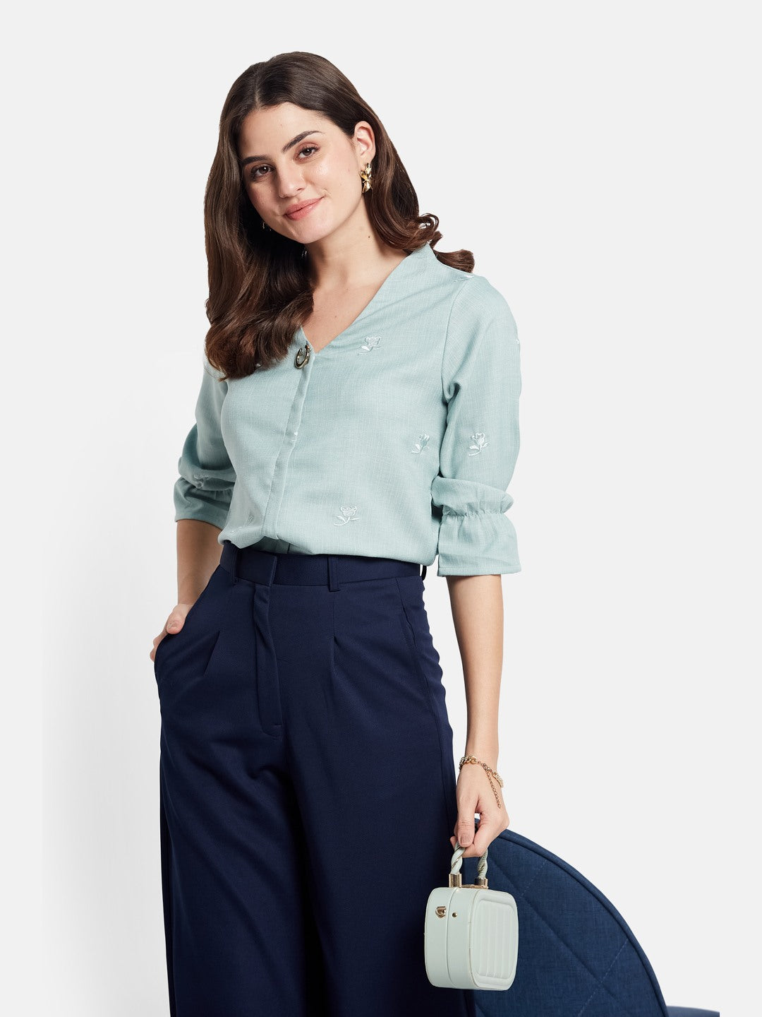 METTLE Women Floral Print Cotton Top