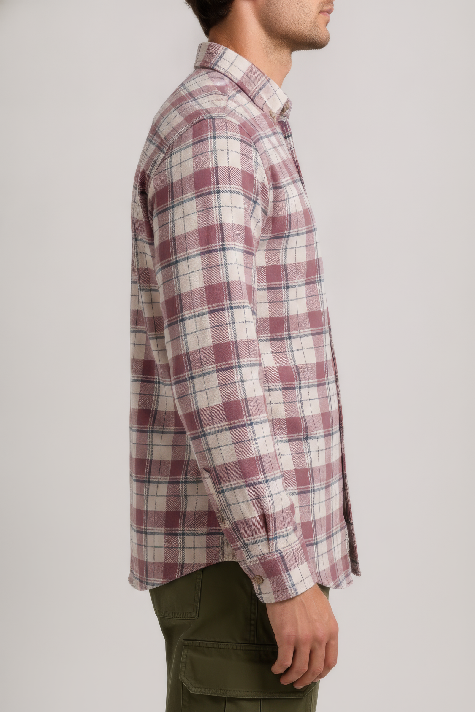 Men’s Suede Pink Check Oxford Cotton Shirt Full Sleeves