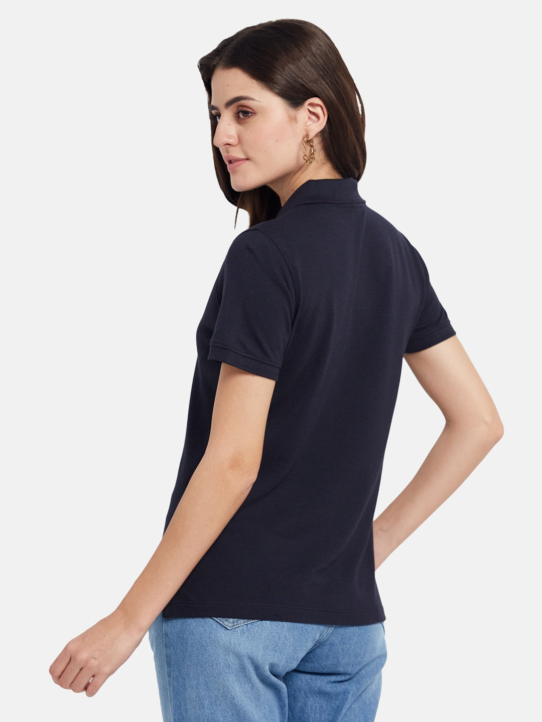 METTLE Self Design Printed Mandarin Collar Cotton T-shirt