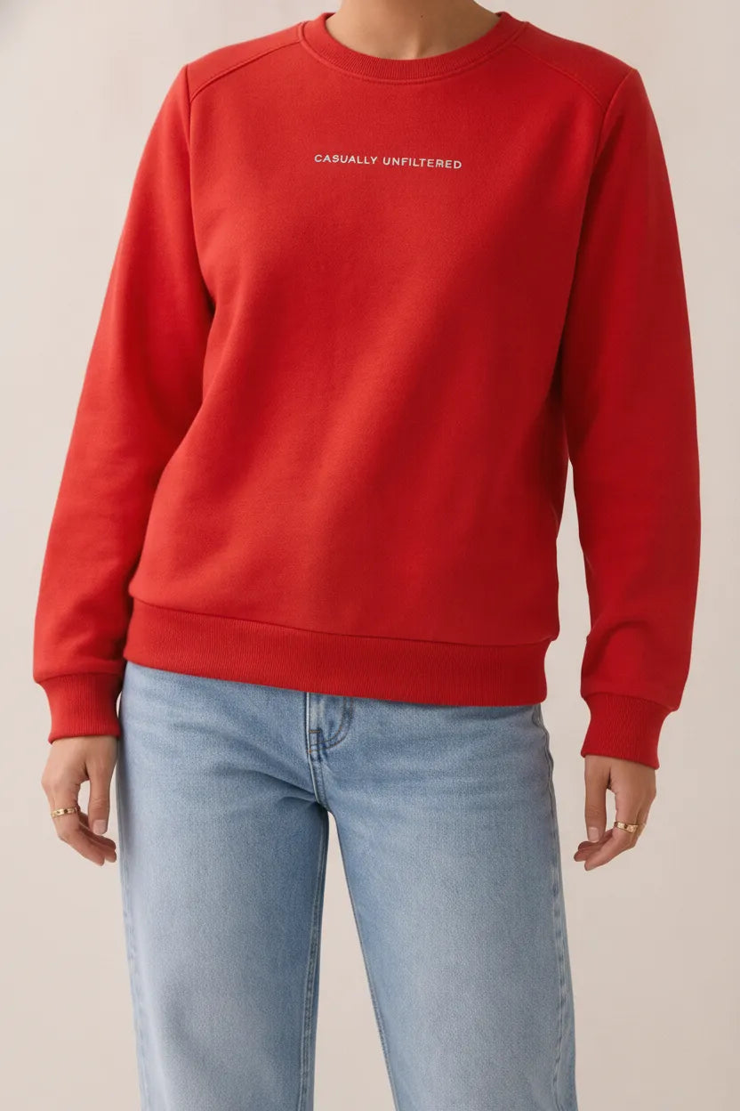 Women Black Cotton Fleece | Round Neck Full Sleeves Casual Winter Sweatshirt