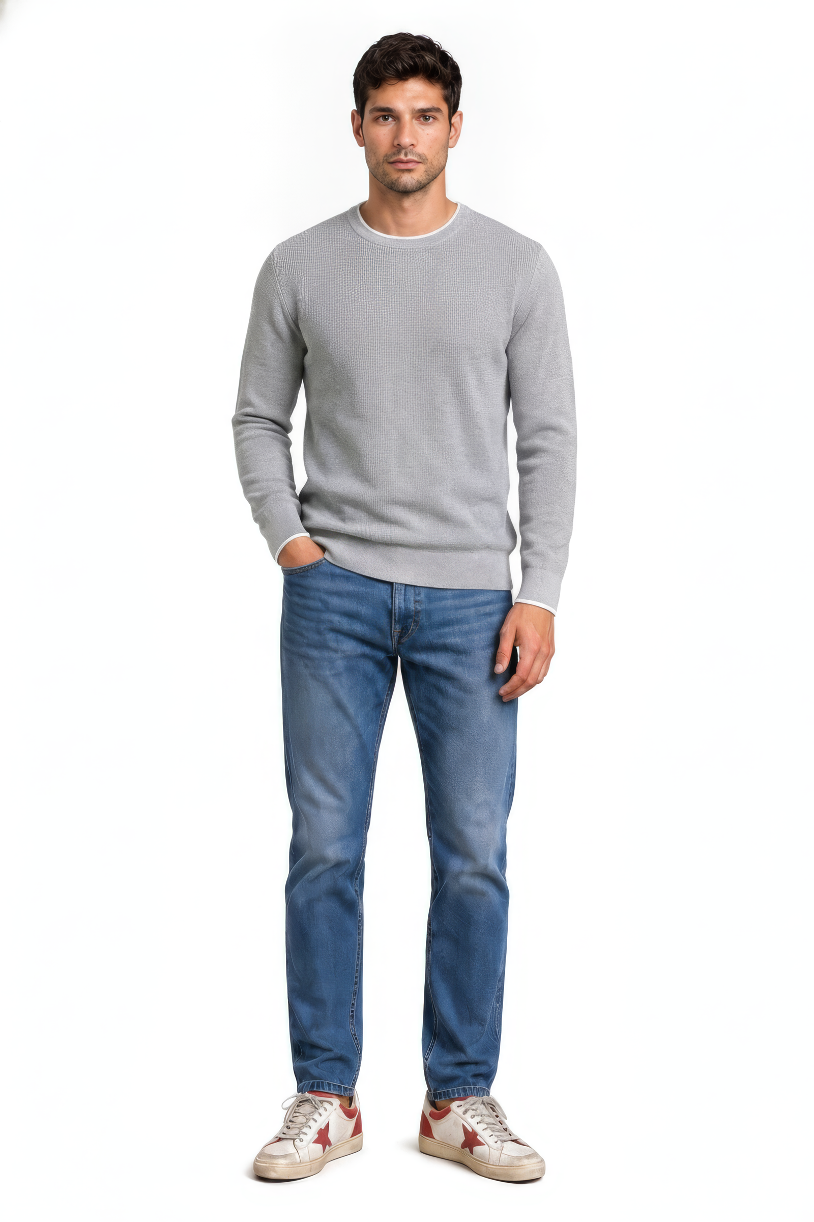 Men’s Structured Cotton Round-Neck Full-Sleeve Winter Top
