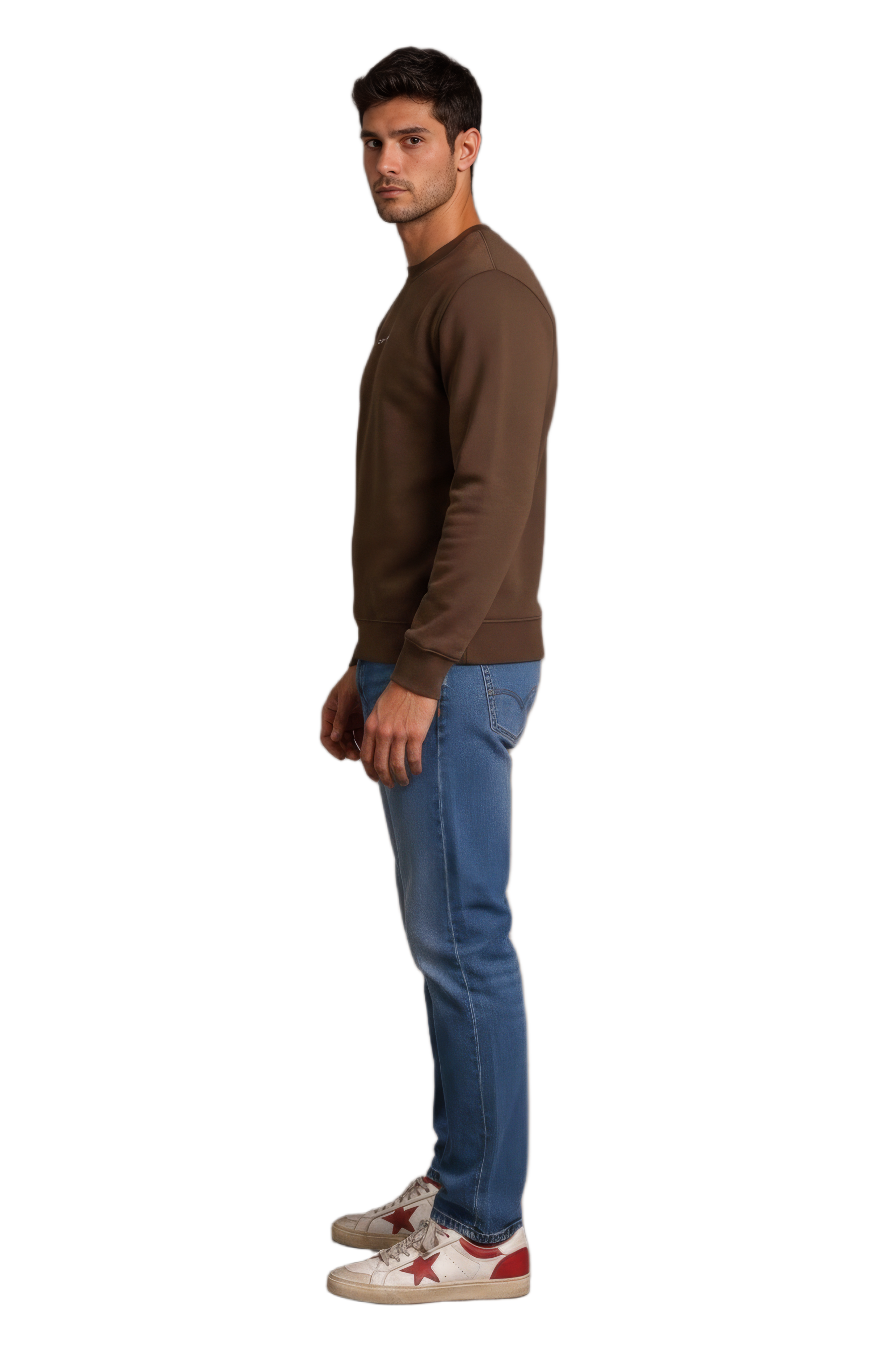Men’s Premium Tan Crew Neck Cotton Fleece Sweatshirt