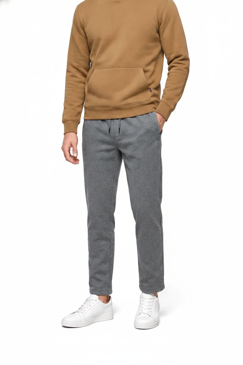 Men’s Heather Grey Cotton Fleece Lower with Drawstring