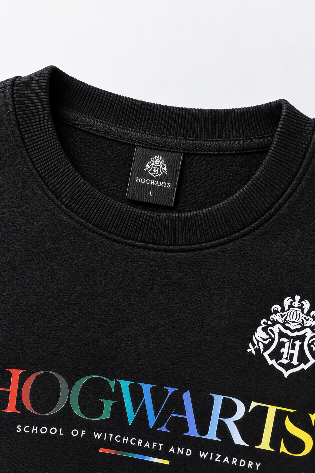 Men’s Dark Navy Cotton Brushed Fleece Hogwarts Graphic Sweatshirt – Regular Fit
