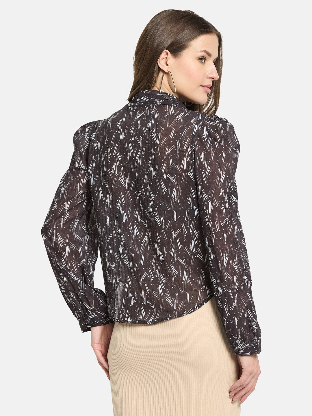 METTLE Women Black Opaque Printed Casual Shirt