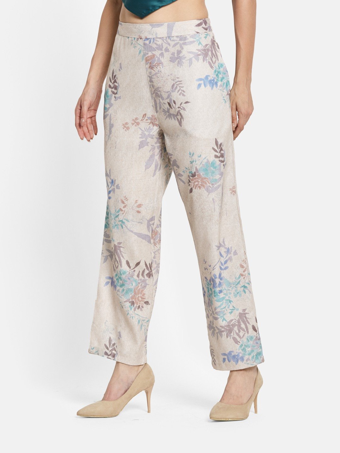 METTLE Floral Printed Cotton Trousers