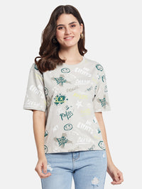 METTLE Typography Printed Round Neck Cotton T-shirt