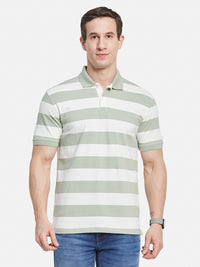 STRIPE POLO NECK PIQUE LYCRA  T-SHIRT