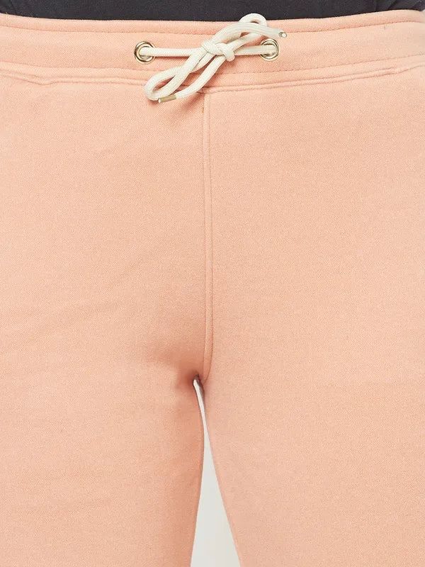 Women Suede Pink Trackpants