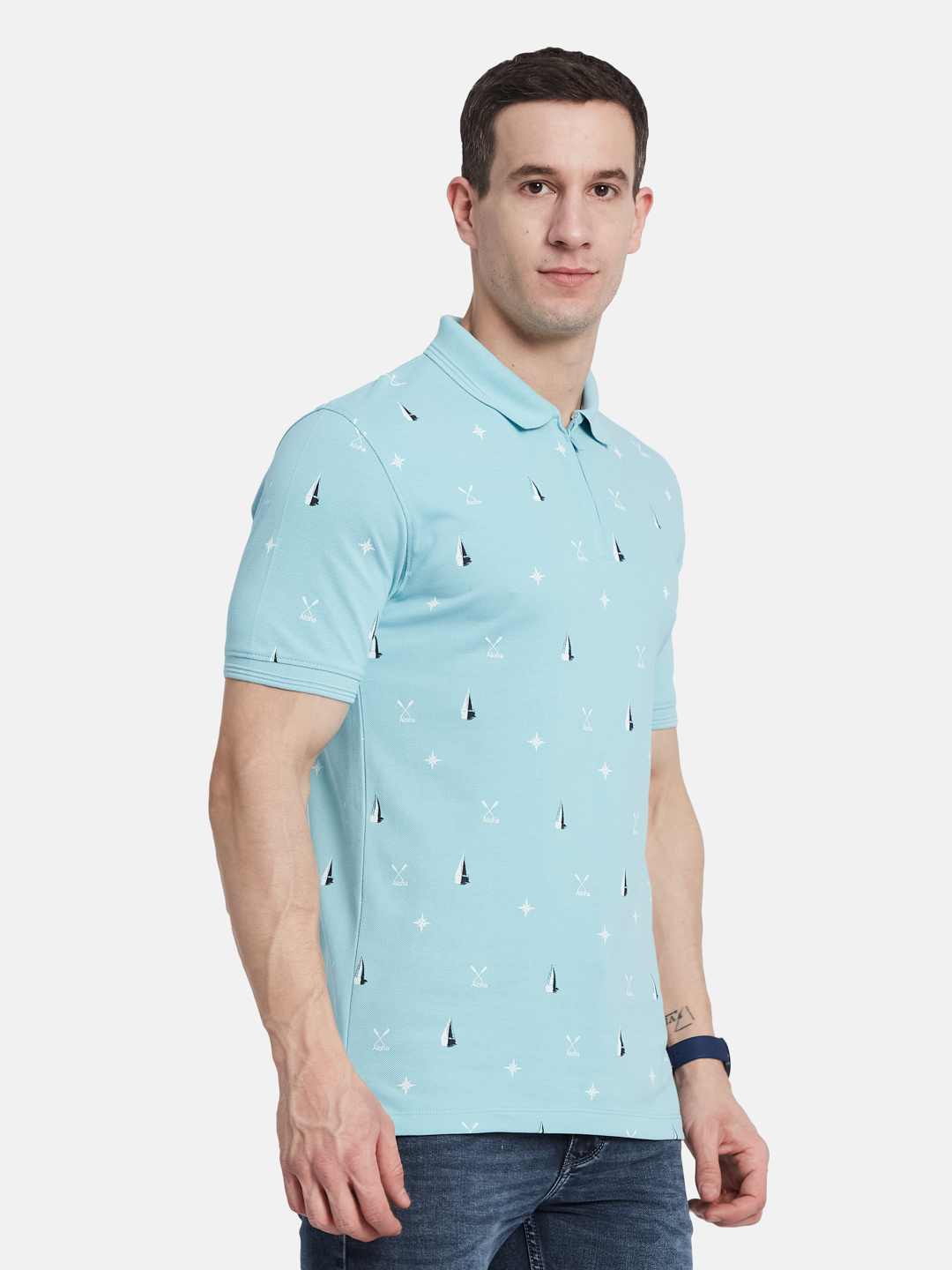 Octave Men Polka Dot Printed Polo Collar T-shirt