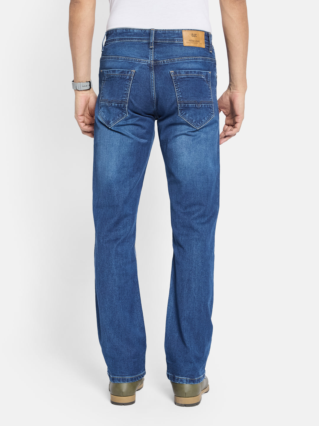 Octave Men Straight Fit Mid-Rise Light Fade Stretchable Jeans