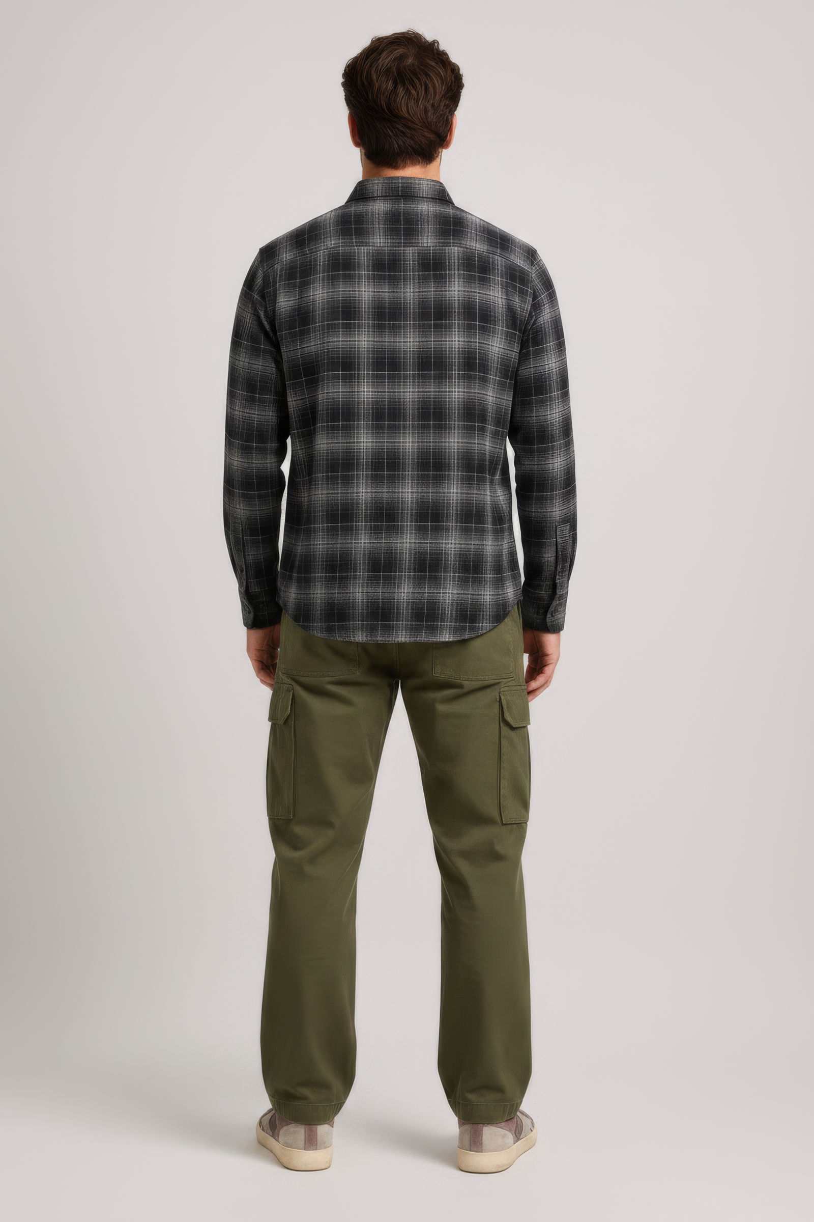 Men’s Coffee Check Oxford Cotton Full-Sleeve Shirt