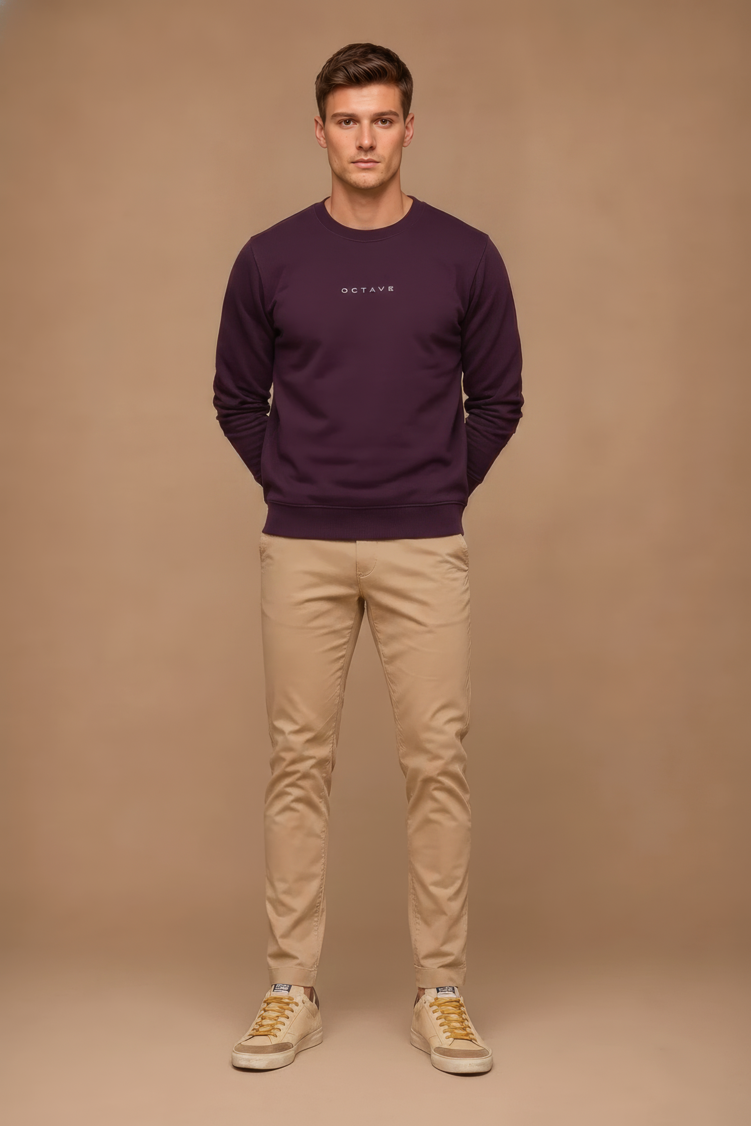 Men’s Premium Wine Crew Neck Cotton Fleece Sweatshirt