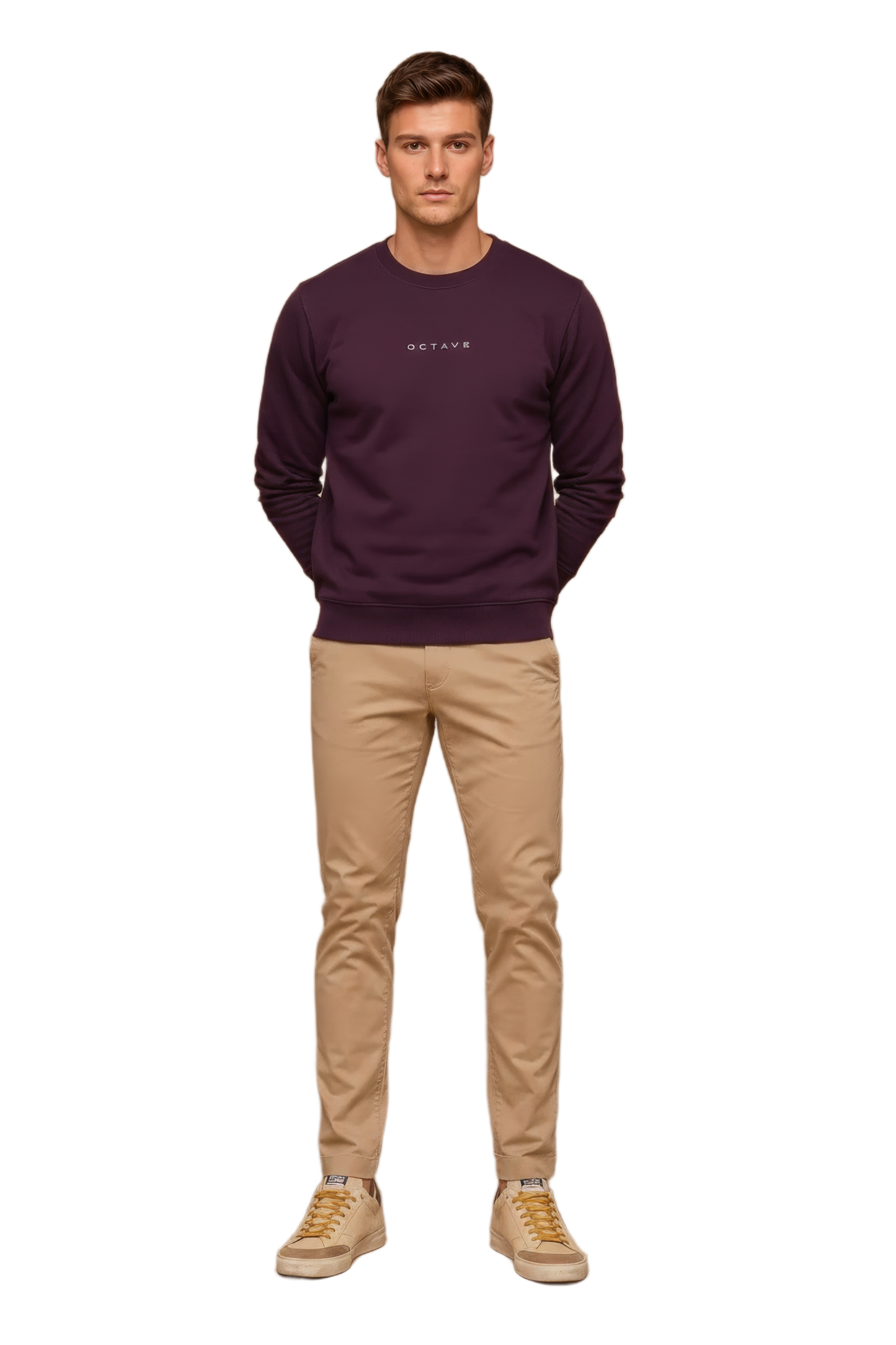 Men’s Premium Wine Crew Neck Cotton Fleece Sweatshirt