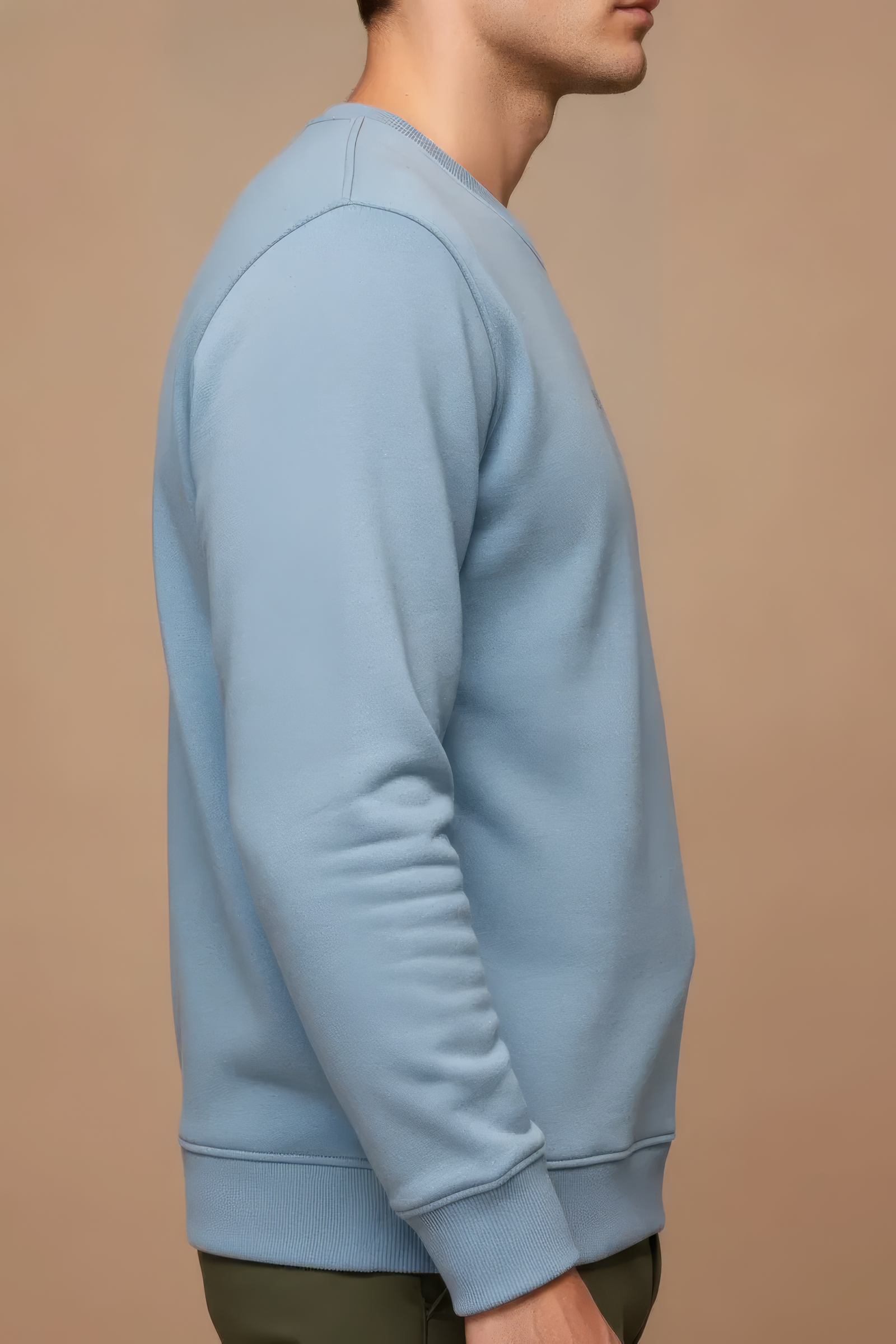 Men’s Premium Oxford Blue Crew Neck Cotton Fleece Sweatshirt