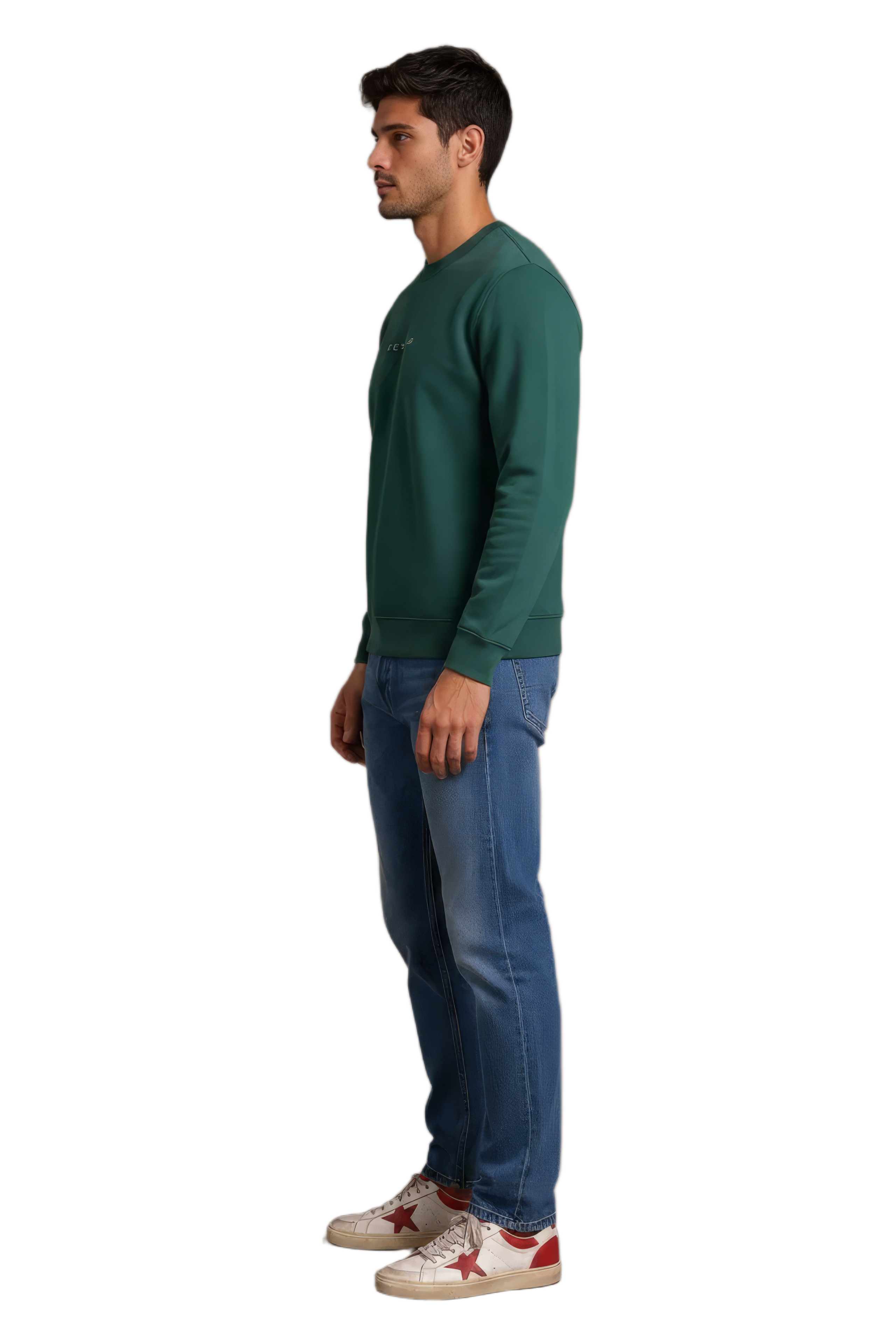 Men’s Premium Hunter Green Crew Neck Cotton Fleece Sweatshirt