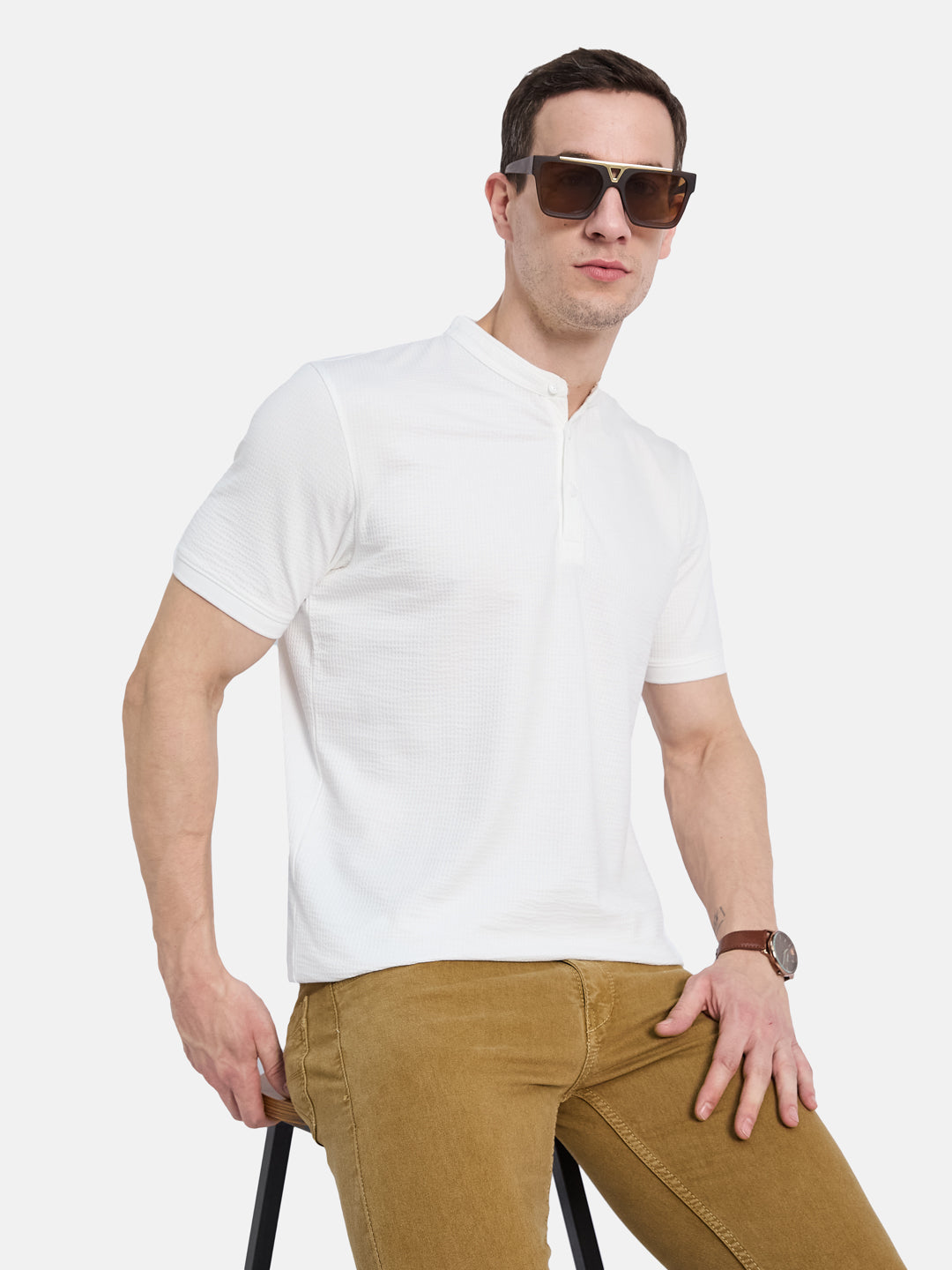 Octave Men Mandarin Collar T-shirt