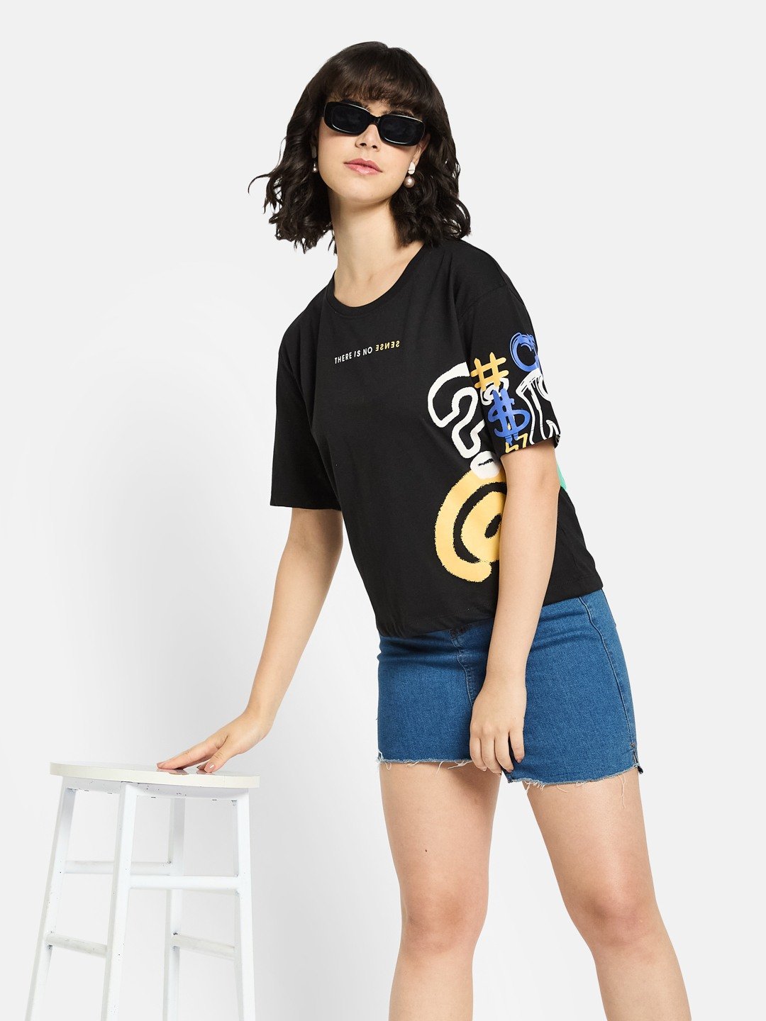 METTLE Women Graphic Printed Round Neck Cotton T-shirt